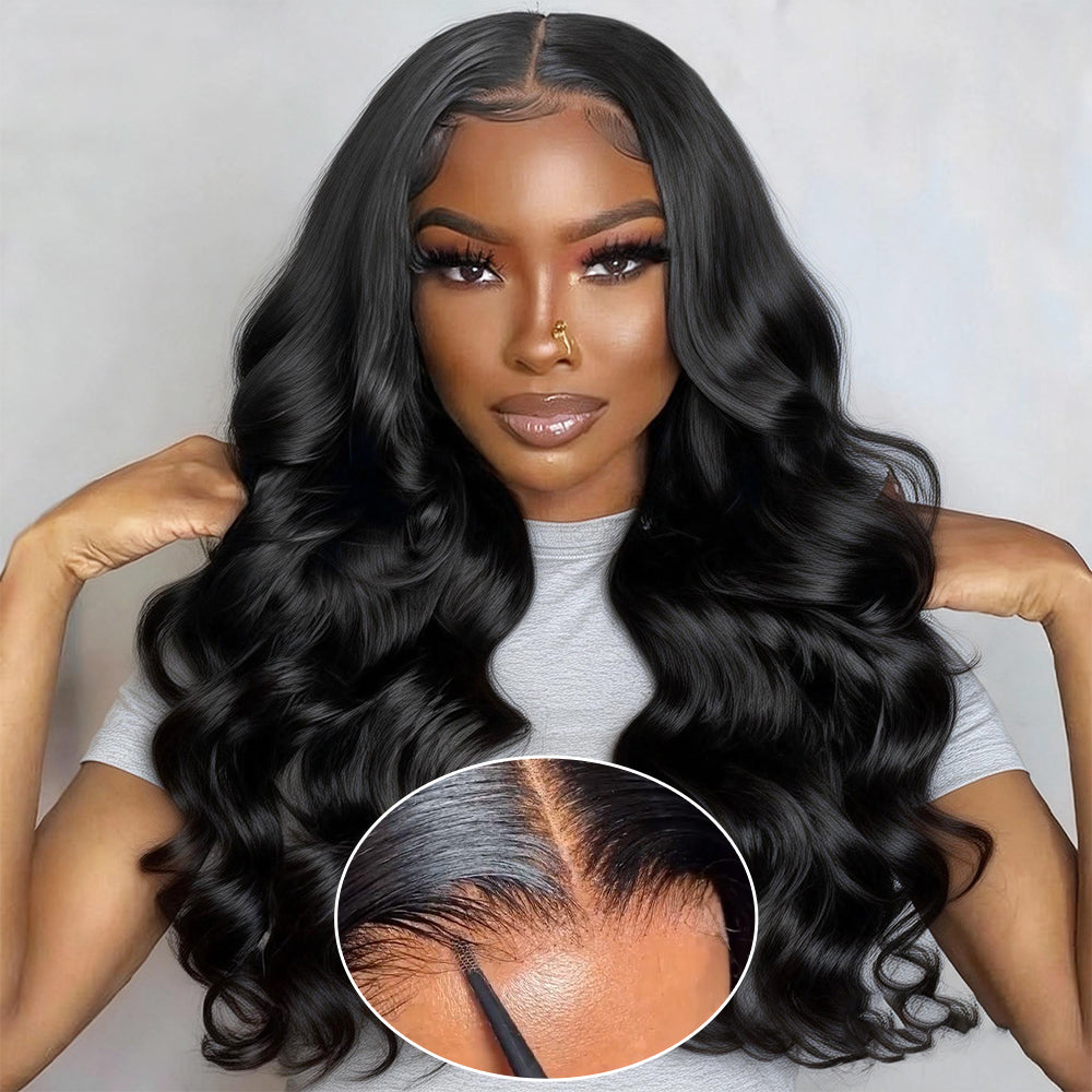 Full 13x6 Lace Frontal Wig HD Transparent Lace Body Wave Wig Pre Plucked & Bleached Knots Glueless Wig 250% Density