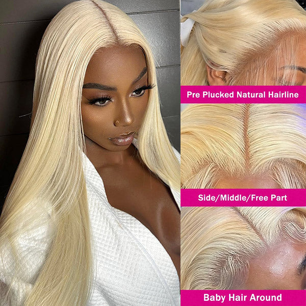 Hairsmarket 613 Blonde 13x6 Lace Front Wigs Straight Human Hair HD Lace Front Wigs Barbie Hair Style 180% Density