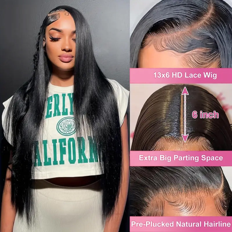 Hairsmarket Easi Drawstring No Glue Lace Wigs Straight Human Hair Instant Wigs 13x4 Lace Frontal Wigs 30 Inch 180% Density