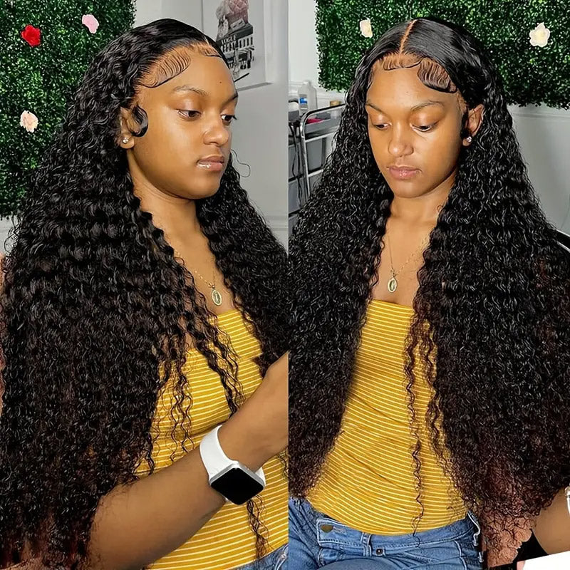 30“=$179 | Hairsmarket 13x6 HD Lace Front Wig Deep Wave HD Lace Frontal Wig Pre Plucked & Pre Bleach Glueless Human Hair Wig