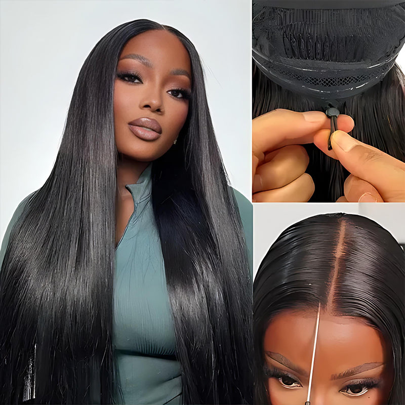 Hairsmarket Straight 13x6 Full Lace Frontal Wig Easi Drawstring Human Hair Wigs Biginner Friendly