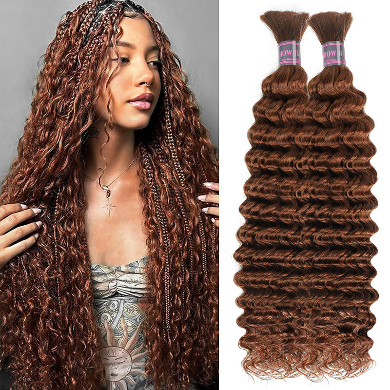 Hairsmarket Human Boho Bulk Braiding Hair Extensions Deep Wave