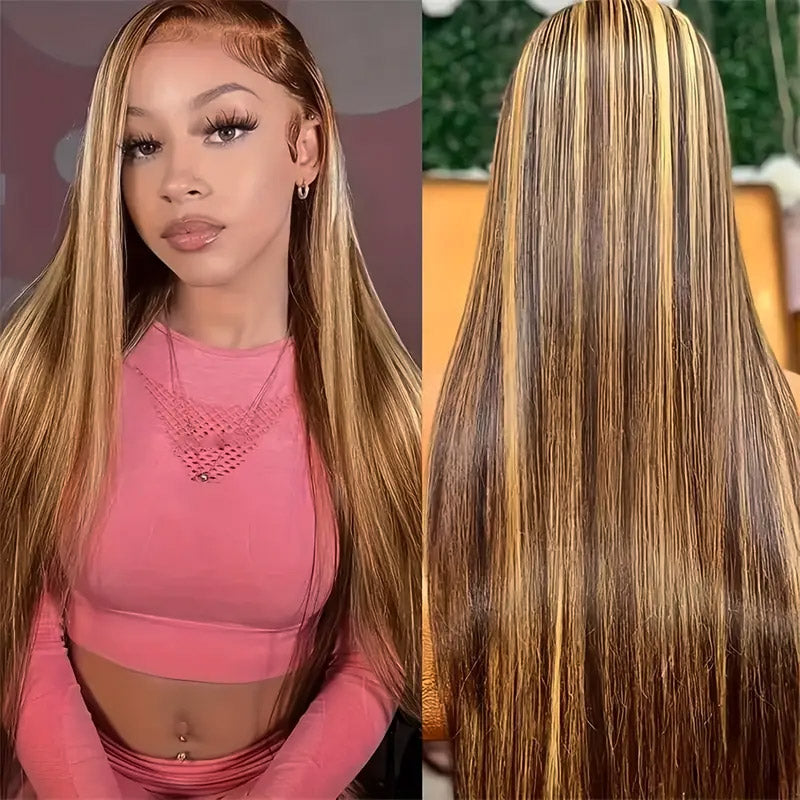 Hairsmarket Invisi-Strap Snug Fit 360 HD Transparent Lace Front Wig P4/27 Highlight Lace Human Hair Wig