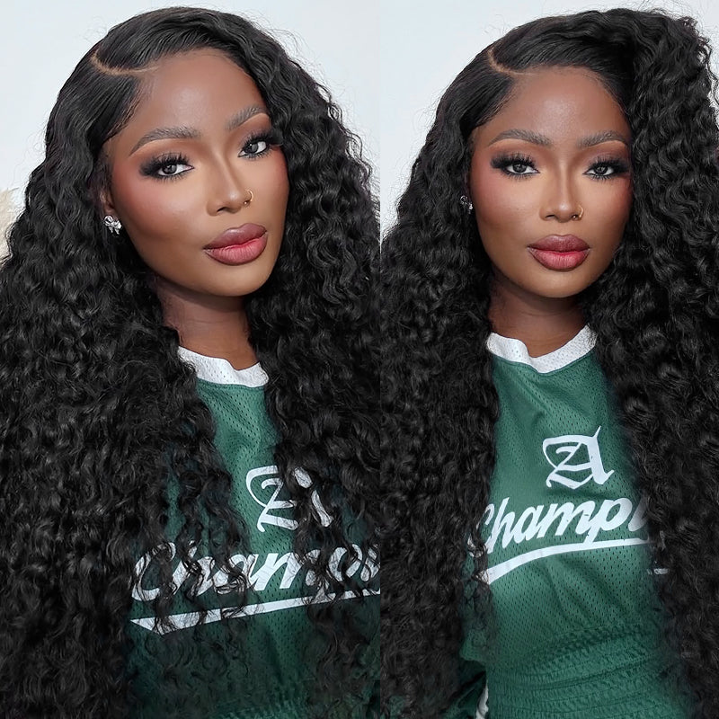 Hairsmarket 13x6 HD FuLL Lace Frontal Wig Deep Wave Pull On and Go Drawstring Human Hair Wig