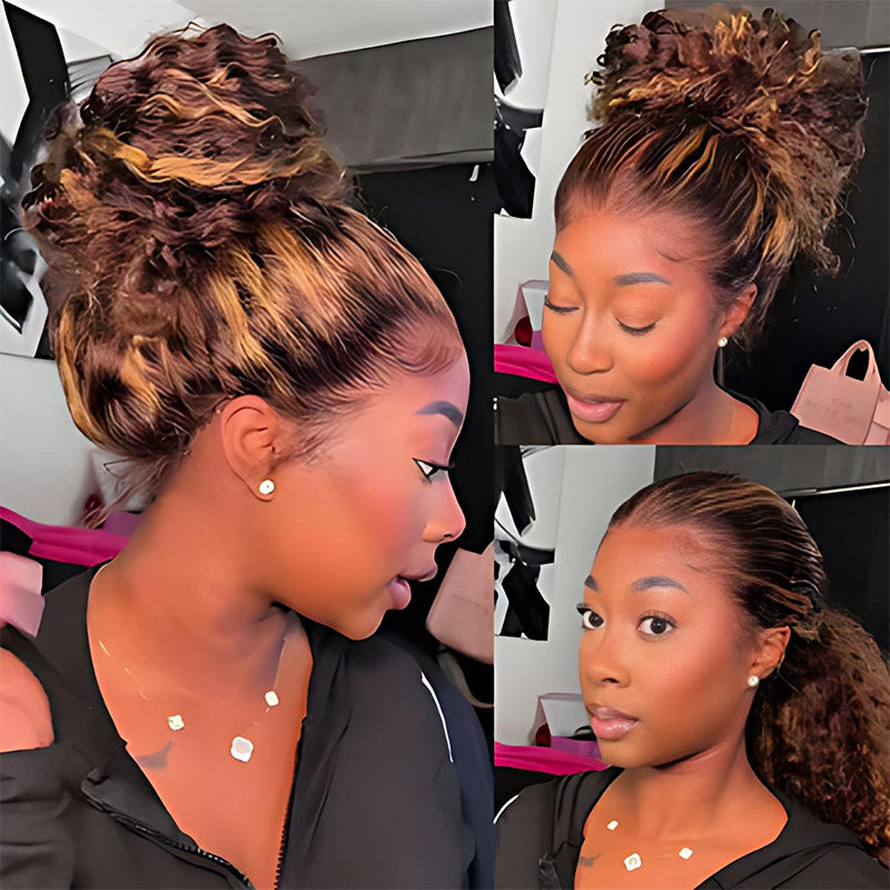 Hairsmarket Invisi-Strap Snug Fit 360 HD Transparent Lace Front Wig P4/27 Highlight Lace Human Hair Wig