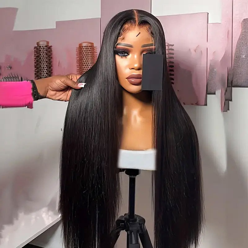 30“=$179 | Hairsmarket Straight 13x6 HD Lace Front Wig Pre Plucked & Pre Bleach Glueless Human Hair Wig 180% Density