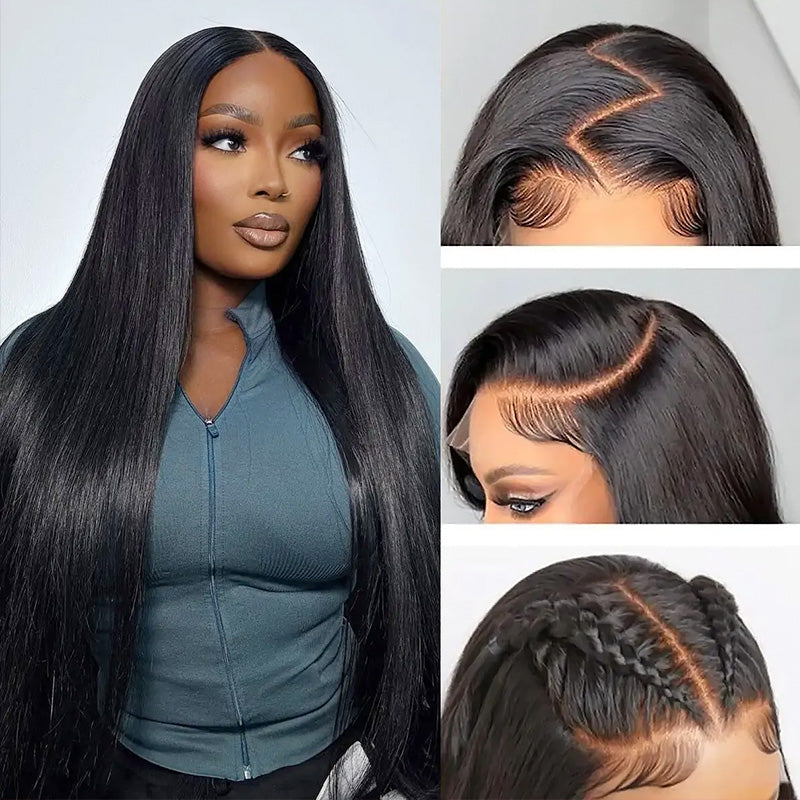 Hairsmarket Easi Drawstring No Glue Lace Wigs Straight Human Hair Instant Wigs 13x4 Lace Frontal Wigs 30 Inch 180% Density