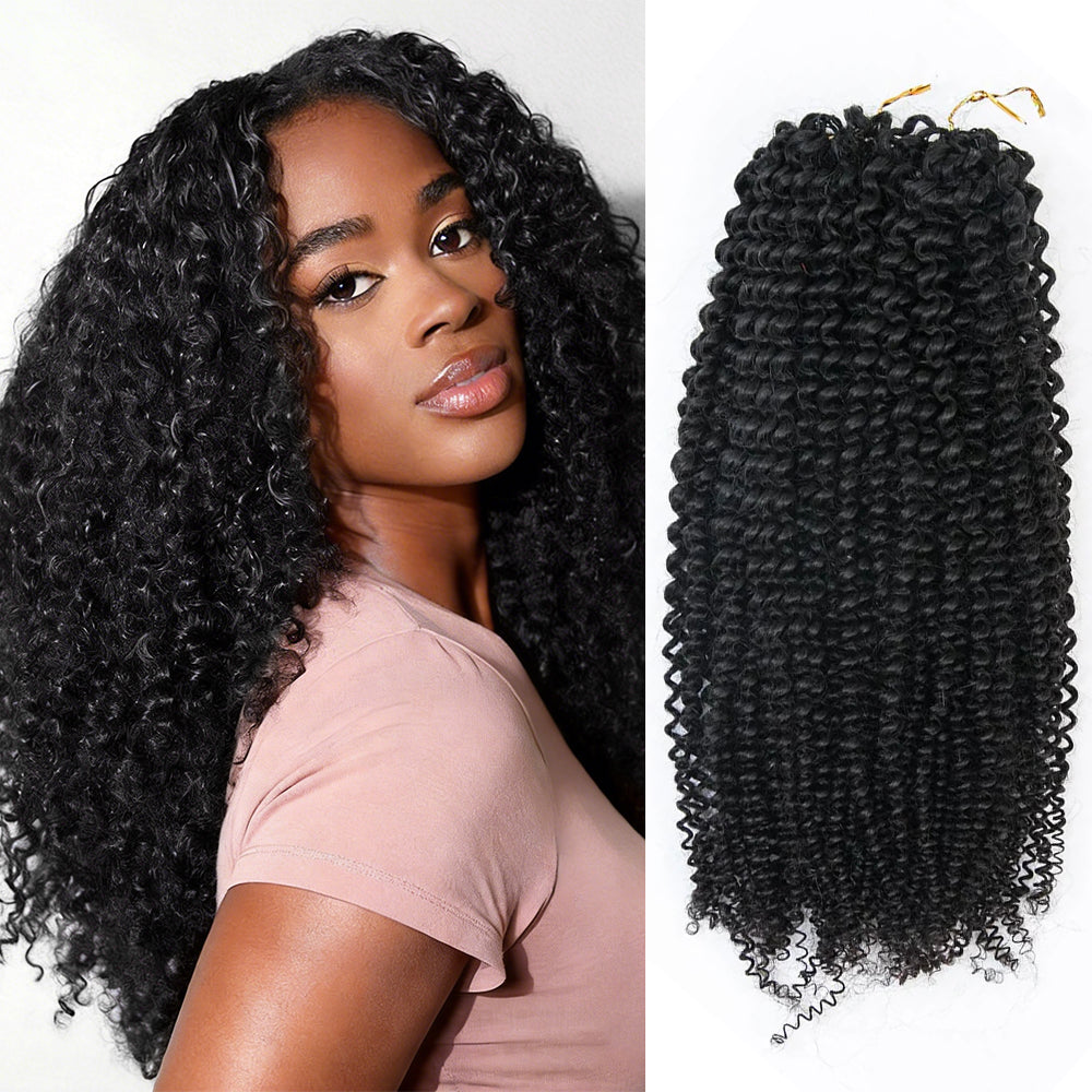 Feather Crochet Hair Extension Kinky Curly Pre-looped 100% Human Hair Protective Style 60g