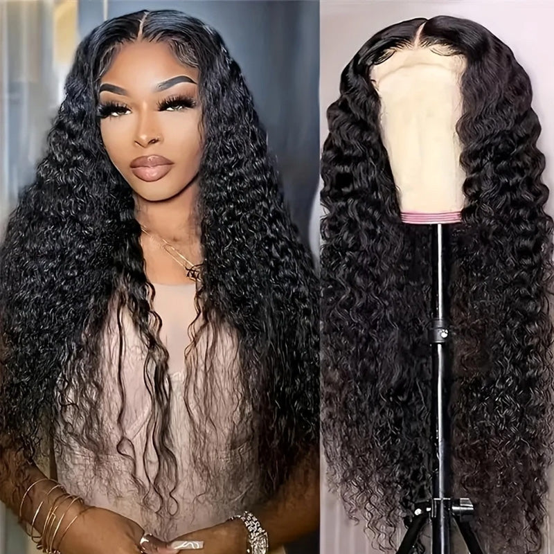 Hairsmarket Water Wave Easi Drawstring 13x4 Lace Frontal Wig Put On and Go No Glue Wig 180% Density