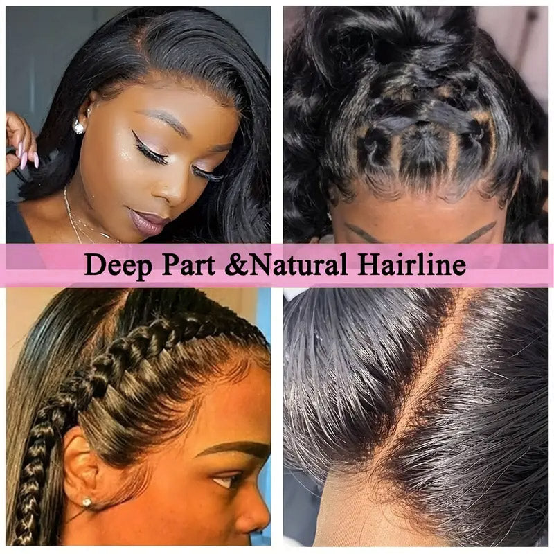 30“=$179 | Hairsmarket Straight 13x6 HD Lace Front Wig Pre Plucked & Pre Bleach Glueless Human Hair Wig 180% Density