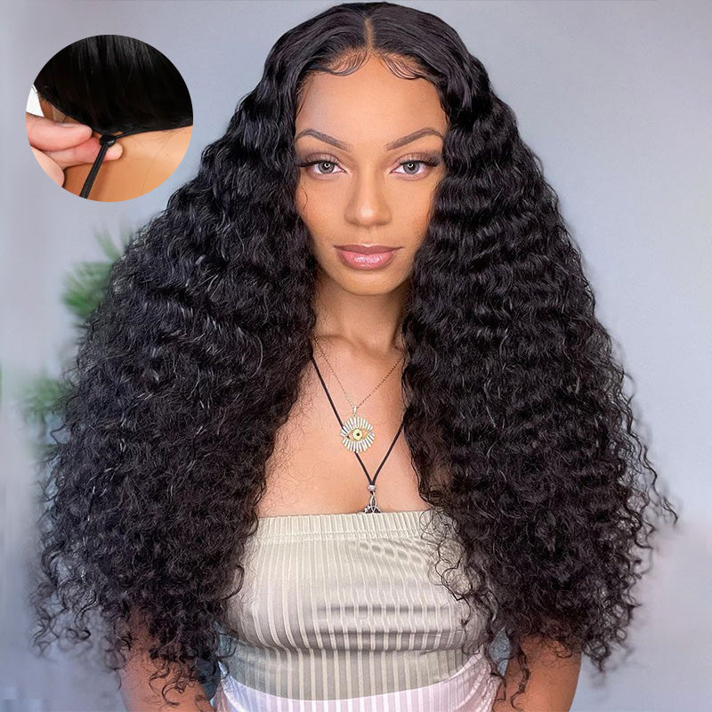Hairsmarket Glueless Wigs 13x4 HD Lace Frontal Wigs Curly Human Hair Wigs 30 Inch Invisi Strap Wear And Go Wig
