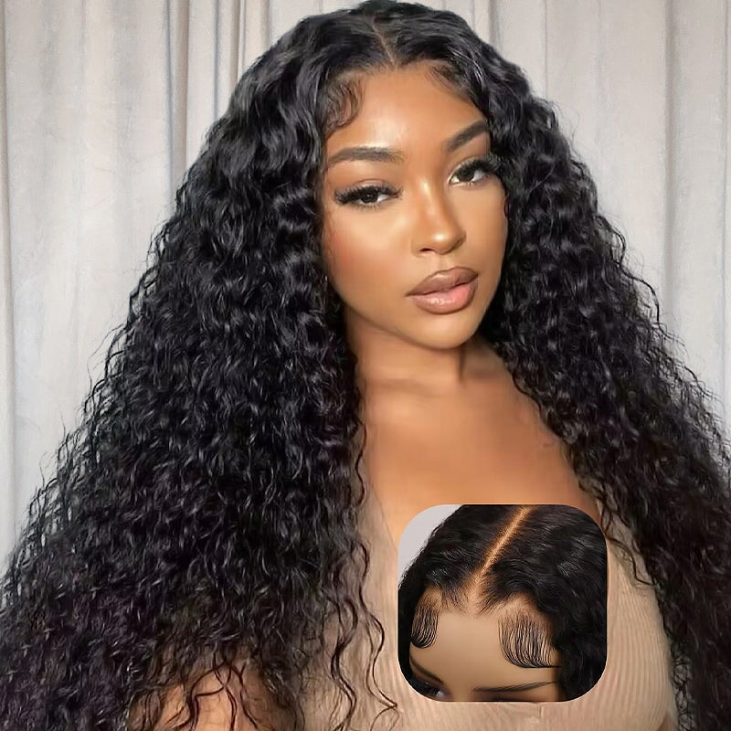 Hairsmarket 13x6 Pull On and Go Drawstring Wig Water Wave HD Lace Frontal Wig 100% Virgin Human Hair Wig