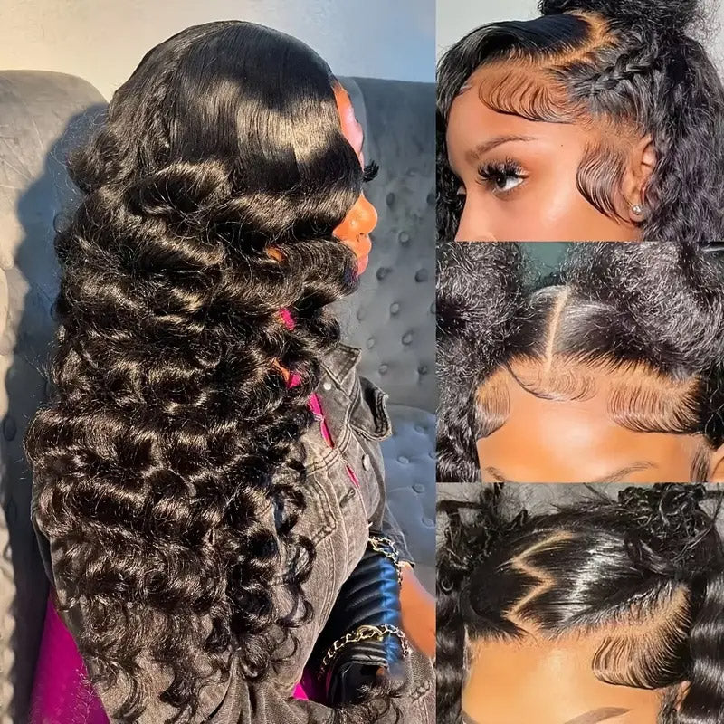 Hairsmarket Easi Drawstring Pull & Go Glueless Wig Loose Deep Wave 13x4 Lace Frontal Wigs Human Hair Wig