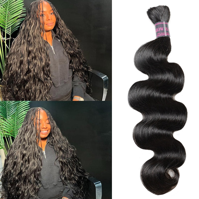 Hairsmarket Body Wave Bulk Hair Extensions 3/4 Bundles Human Hair For Boho Knotless Braiding