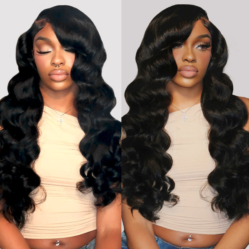Hairsmarket Body Wave 13x4 Lace Front Wigs HD Transparent Glueless Human Hair Wigs 200% Density