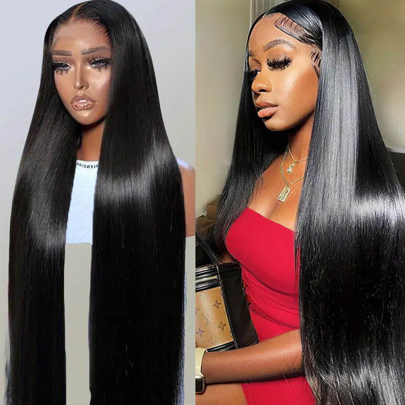 Hairsmarket Easi Drawstring No Glue Lace Wigs Straight Human Hair Instant Wigs 13x4 Lace Frontal Wigs 30 Inch 180% Density