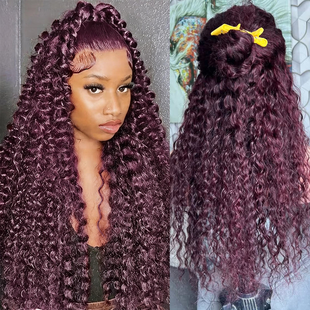 Black Cherry Color Body Wave Human Hair Wigs 13x4 Full Lace Frontal Pre-Everything Glueless Wigs