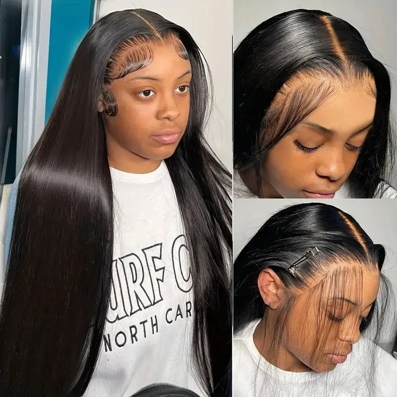 30“=$179 | Hairsmarket Straight 13x6 HD Lace Front Wig Pre Plucked & Pre Bleach Glueless Human Hair Wig 180% Density