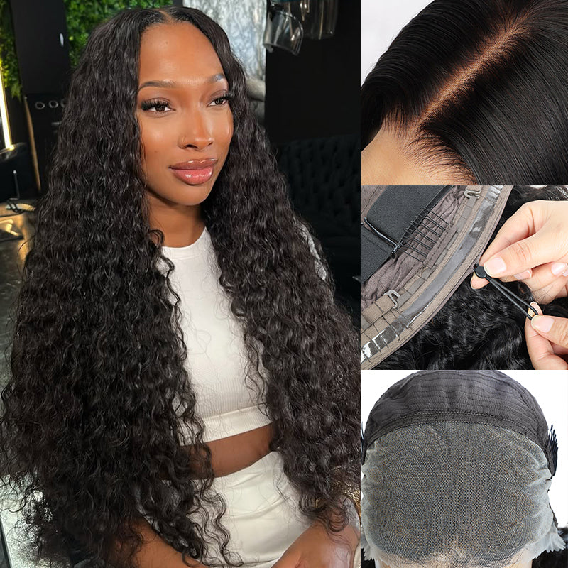 Hairsmarket 13x6 HD FuLL Lace Frontal Wig Deep Wave Pull On and Go Drawstring Human Hair Wig