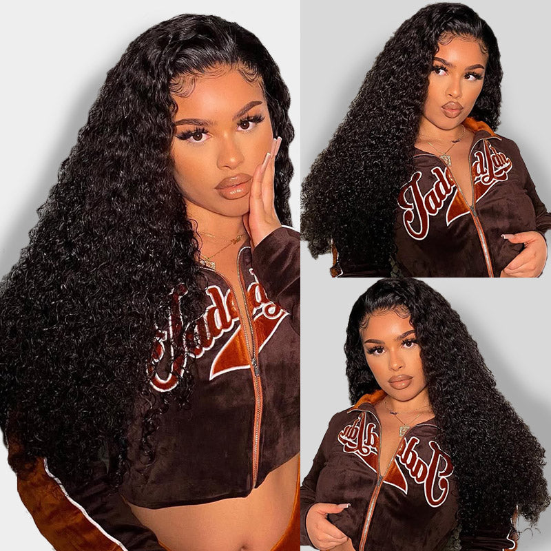 Hairsmarket Curly Wave 4x4 HD Lace Closure Wigs Transparent HD Glueless Human Hair Wigs Tiny Knots