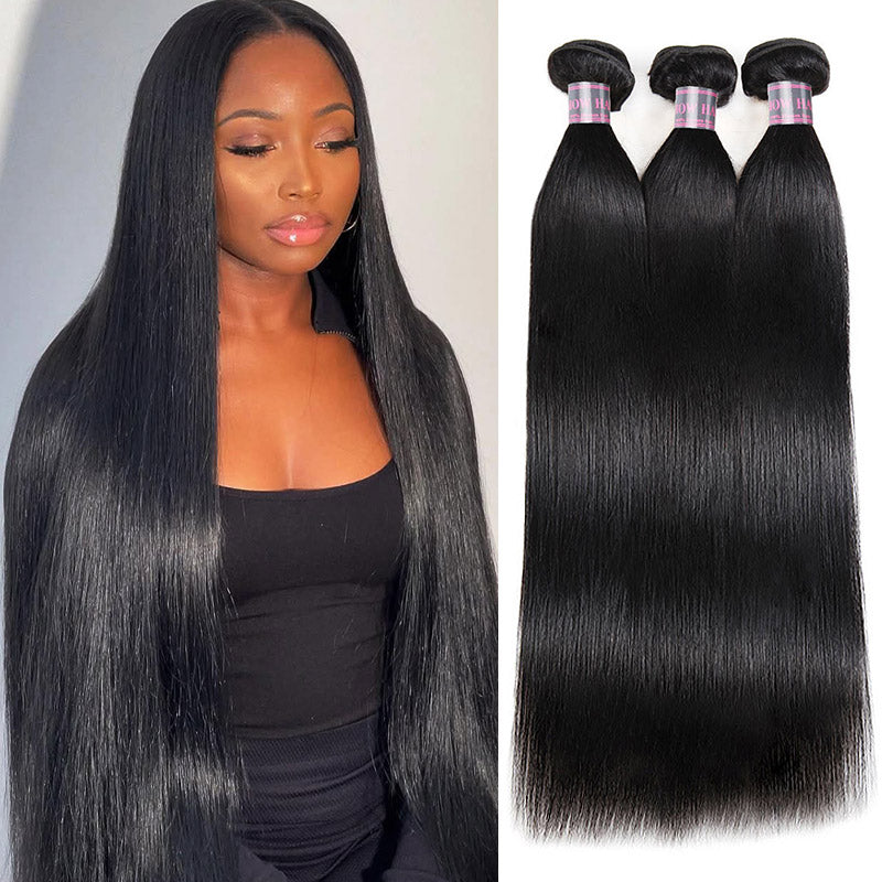 Ship From US | Hairsmarket Malaysian Straight Hair 3 Bundles Straight 100% Human Hair Extensions