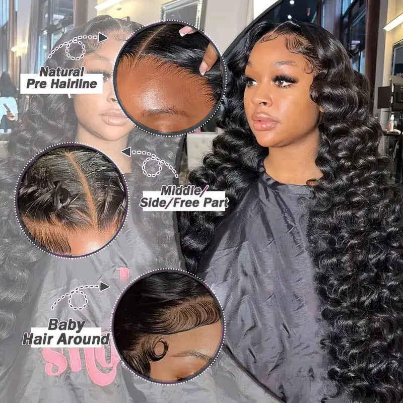 30“=$179 | Hairsmarket Loose Deep 13x6 HD Lace Front Wig Glueless Pre Plucked & Pre Bleach Glueless Wig Human Hair Wig