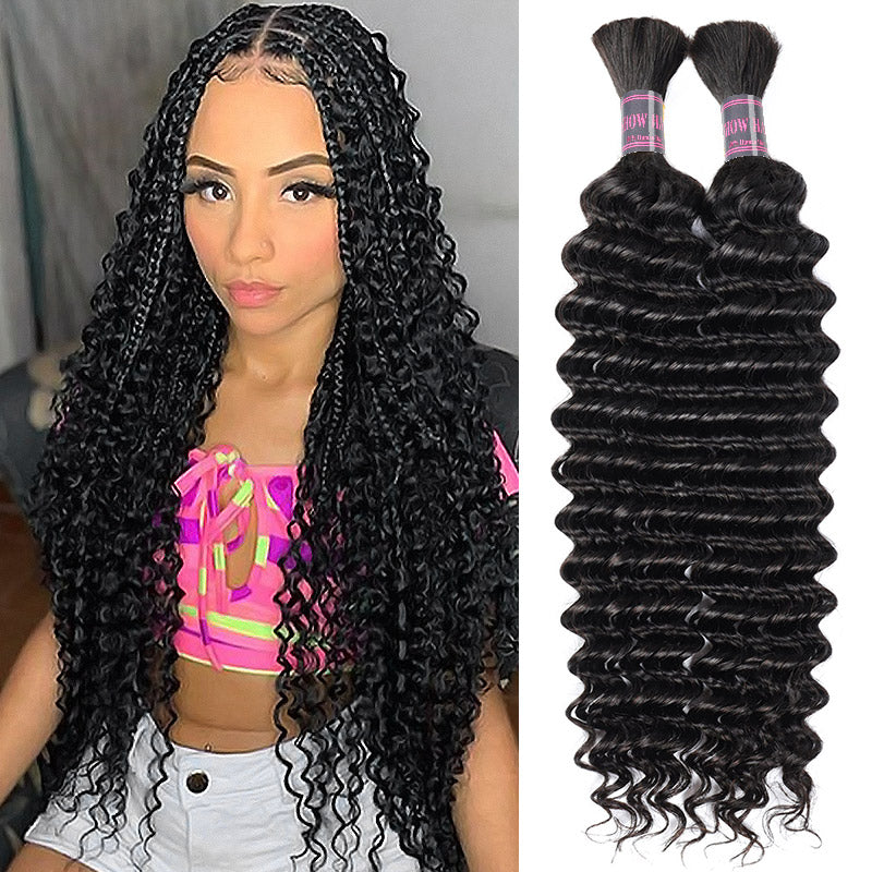 Hairsmarket Deep Wave Human Hair for Braiding Bulk Human Hair 1 Bundle Hair Extensions