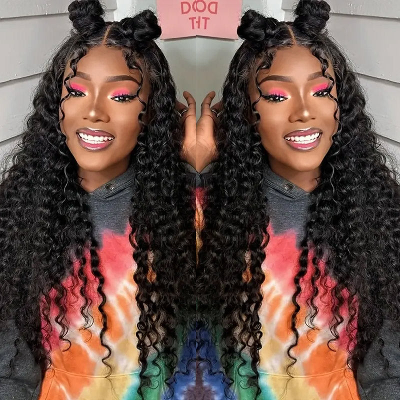 30“=$179 | Hairsmarket 13x6 HD Lace Front Wig Deep Wave HD Lace Frontal Wig Pre Plucked & Pre Bleach Glueless Human Hair Wig
