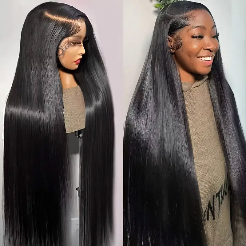 30“=$179 | Hairsmarket Straight 13x6 HD Lace Front Wig Pre Plucked & Pre Bleach Glueless Human Hair Wig 180% Density