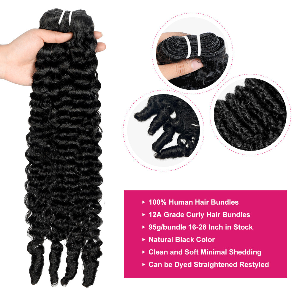 Hairsmarket Burmese Curly 3 Bundles With 4x4 Lace Closure 12A Unprocessed Virgin Hair Extensions