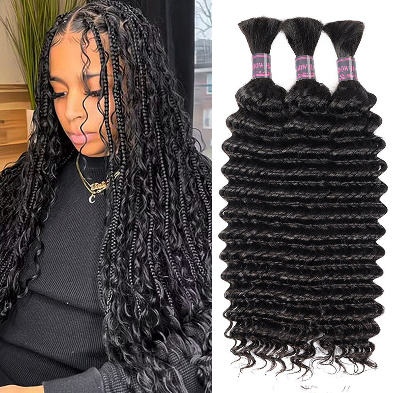 Hairsmarket Deep Wave Human Hair for Braiding Bulk Human Hair 1 Bundle Hair Extensions