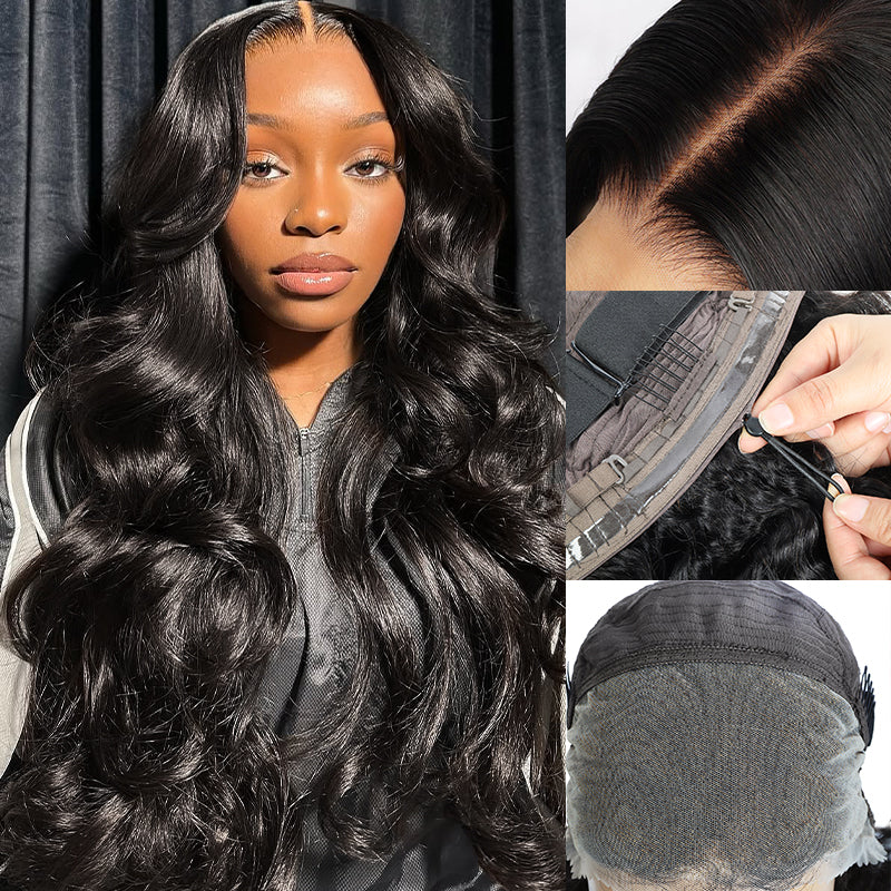 Hairsmarket Glueless 13x6 Lace Frontal Wig Body Wave Pull and Go Drawstring Human Hair Wigs