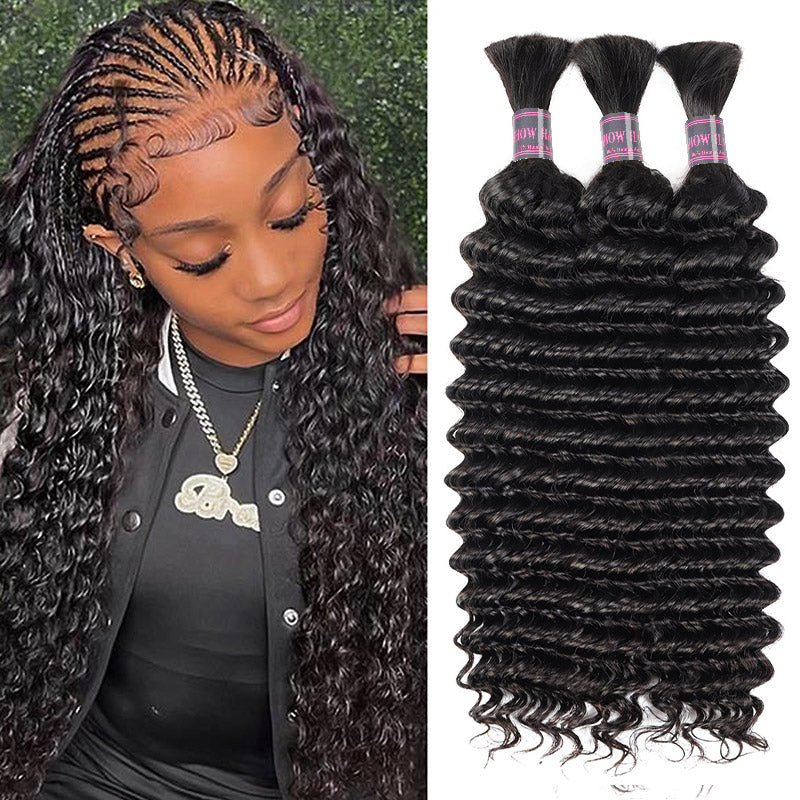 Hairsmarket Deep Wave Human Hair for Braiding Bulk Human Hair 1 Bundle Hair Extensions
