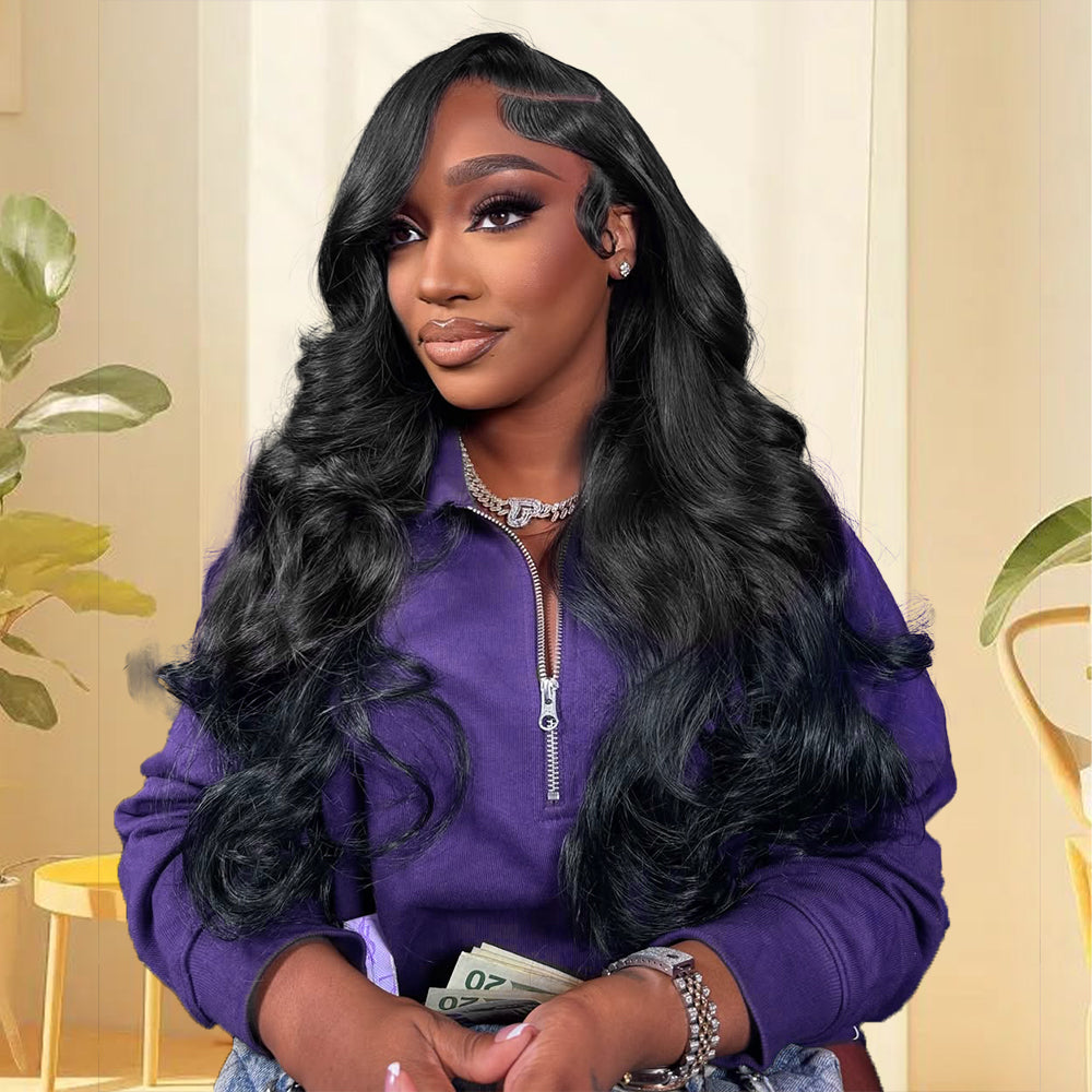 Body Wave Long Length Human Hair Wig 13x4 HD Transparent Lace Front Wigs Body Wave Frontal Wig 250% High Density Wig