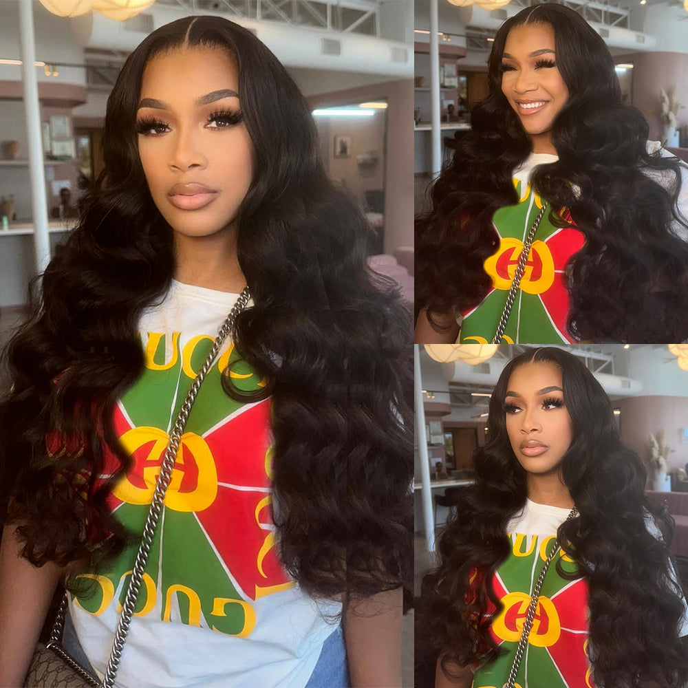 Body Wave Long Length Human Hair Wig 13x4 HD Transparent Lace Front Wigs Body Wave Frontal Wig 250% High Density Wig