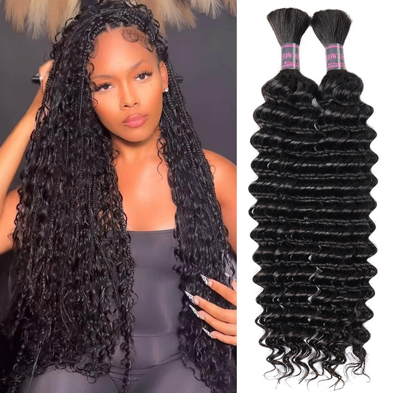 Hairsmarket Deep Wave Human Hair for Braiding Bulk Human Hair 1 Bundle Hair Extensions