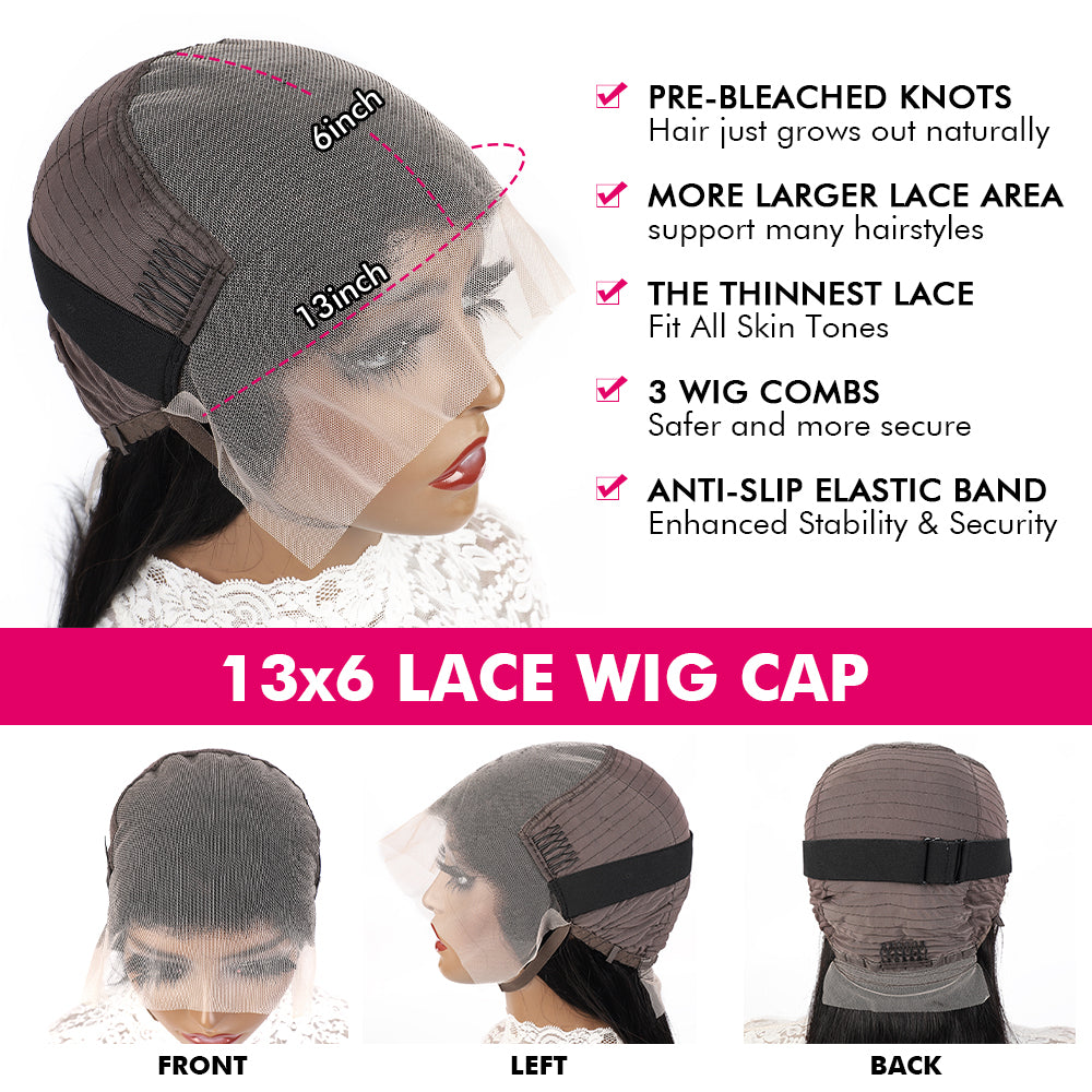 Hairsmarket 13x6 Straight HD lace Wig HD Straight Lace Front Wigs Glueless Human Hair Wig Biginner Friendly