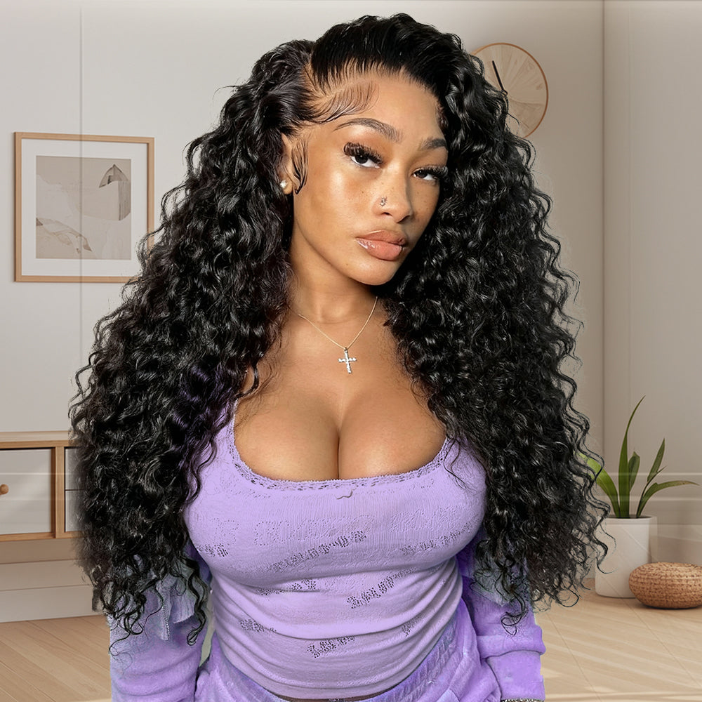 24"=$119 | Human Hair Water Wave 13x4 Lace Wig HD Transparent Lace Front Wig Human Hair Wig