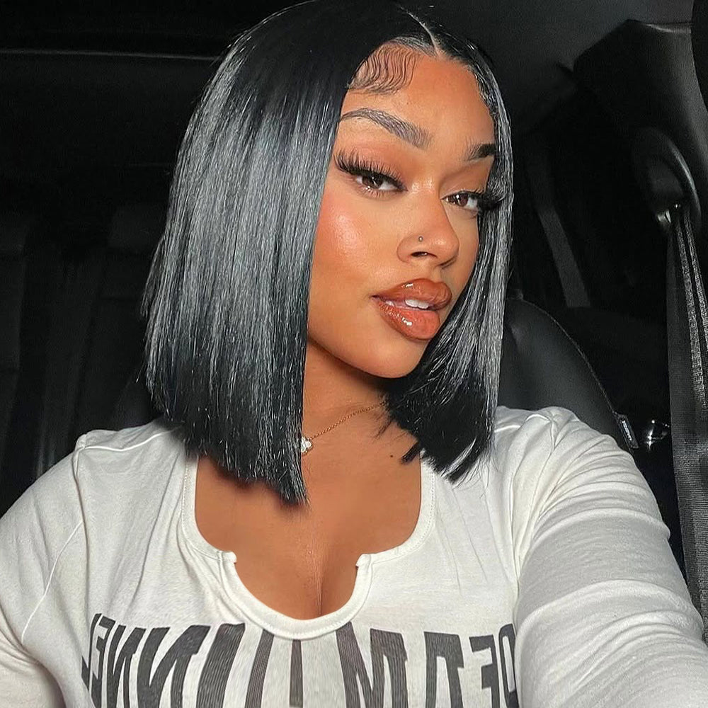 10"=$69 | Short Bob 13x4 Lace Frontal Wig Straight Human Hair Full Lace Frontal Wig