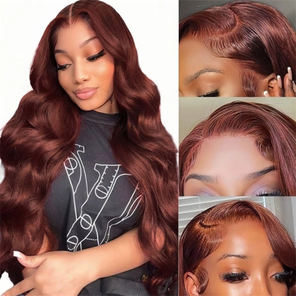 Reddish Brown Wear And Go Wig Body Wave Glueless Human Hair Wigs 13x4 HD Lace Front Wigs