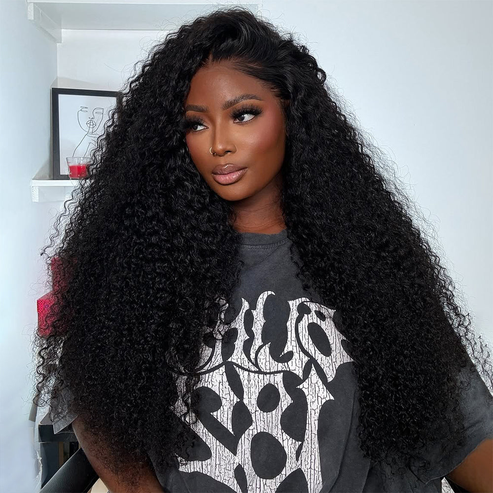26"=$129 | Human Hair 13x4 Lace Wig HD Transparent Curly Lace Front Wig 180% Density