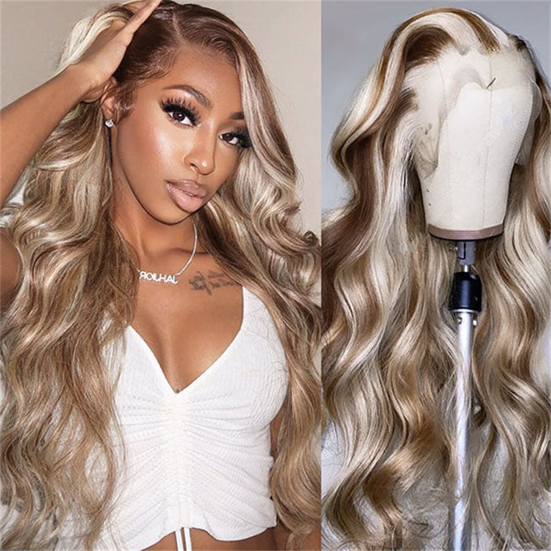 (Bogo Free)Hairsmarket Colored Glueless Wigs P4/613 Body Wave Lace Front Wigs Blonde Ombre Human Hair Wigs