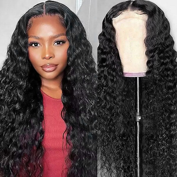 Hairsmarket Water Wave 4x4 Lace Closure Wigs Glueless Human Hair Wig 5x5 HD Lace Wigs