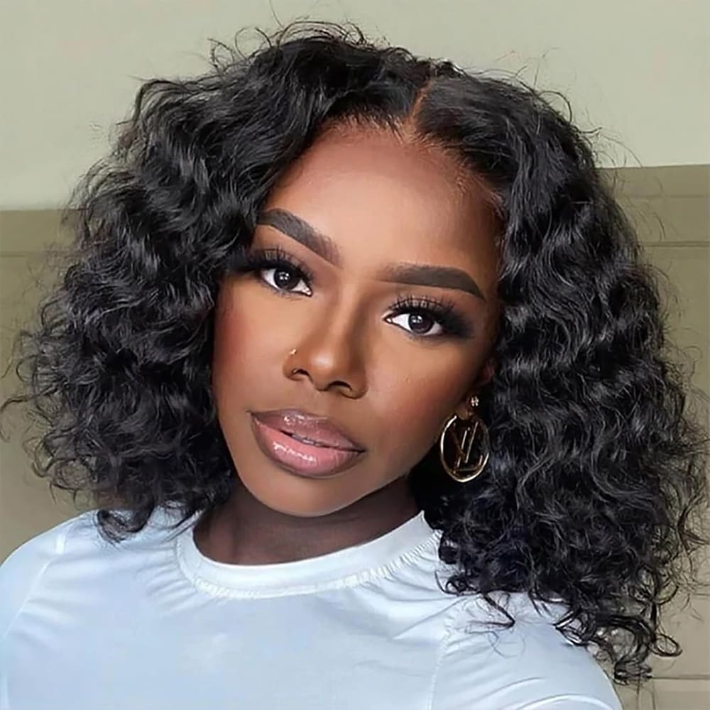 Short Deep Wave Bob Human Hair Wigs 13x4 Deep Wave Bob HD Lace Front Wigs