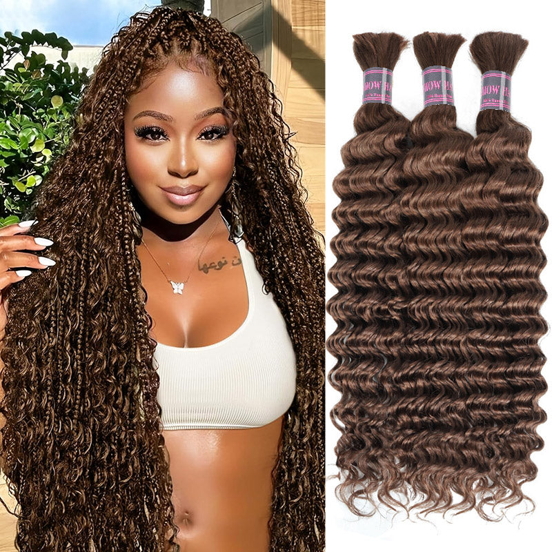 Hairsmaket Dark Brown Deep Wave Bulk Hair For Braiding