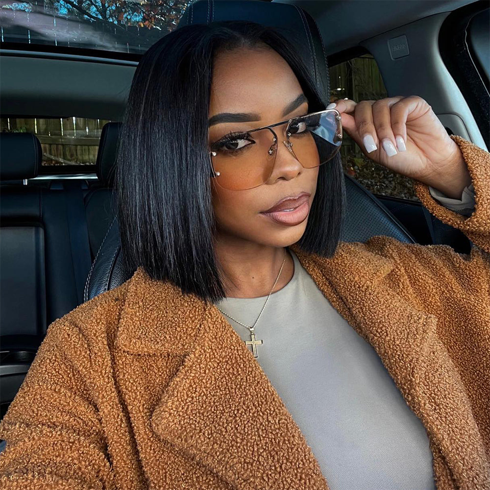 10"=$69 | Short Bob 13x4 Lace Frontal Wig Straight Human Hair Full Lace Frontal Wig