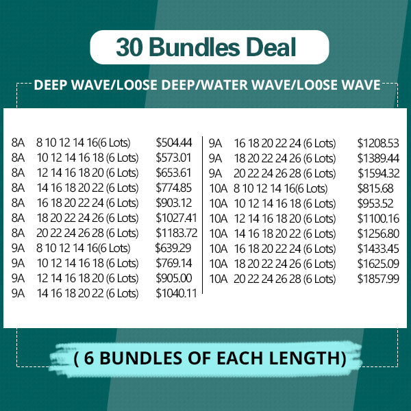 (30Bundles Deal) Wholesale deal Human Hair Bundles 100% Human Hair