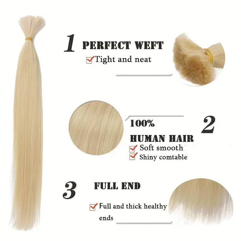 Bulk Human Hair For Braiding 613 Blonde Hair Straight Human Hair 1/3/4 Bundles