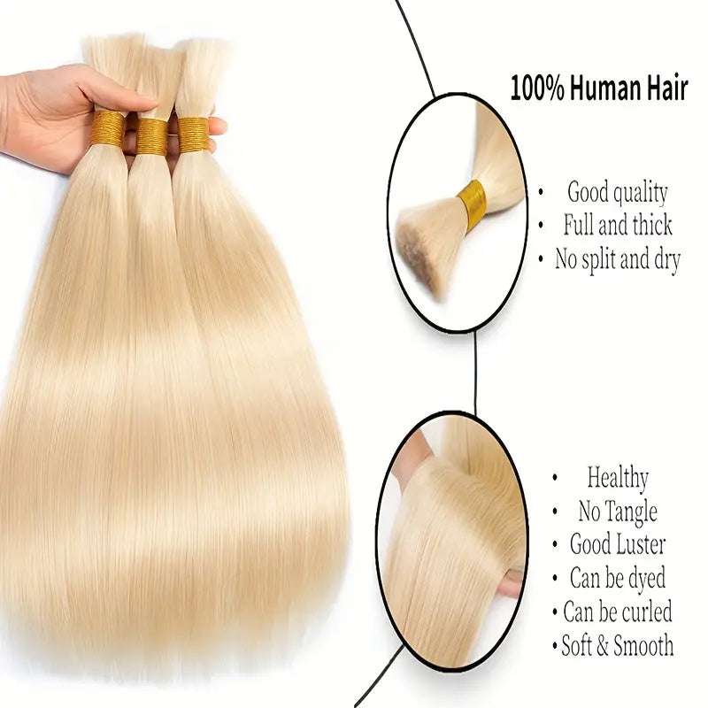 Bulk Human Hair For Braiding 613 Blonde Hair Straight Human Hair 1/3/4 Bundles