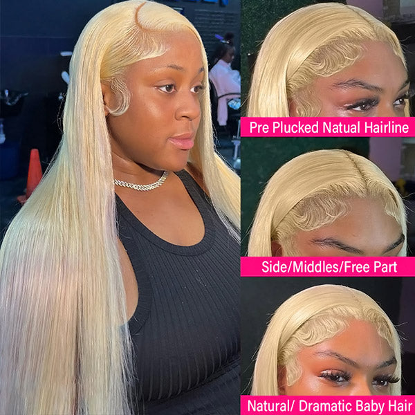 613 Blonde Glueless Wigs Straight Hair Lace Front Wigs HD Lace Frontal Wigs With 3 Cap Sizes